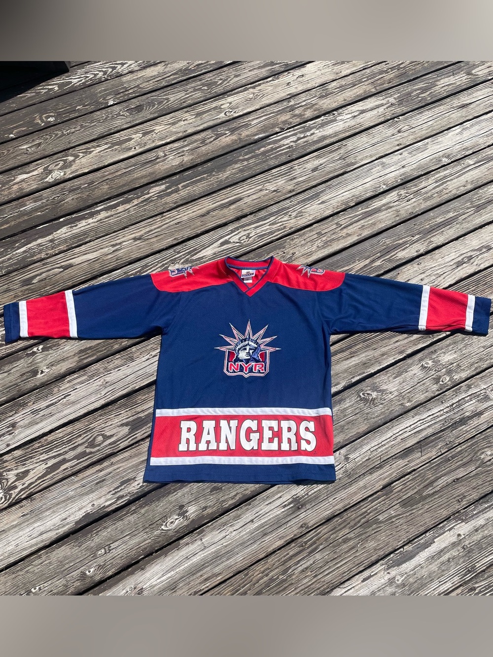 Vintage New York Rangers Lady Liberty Jersey Winning Goal Mighty Mac Youth XL 18